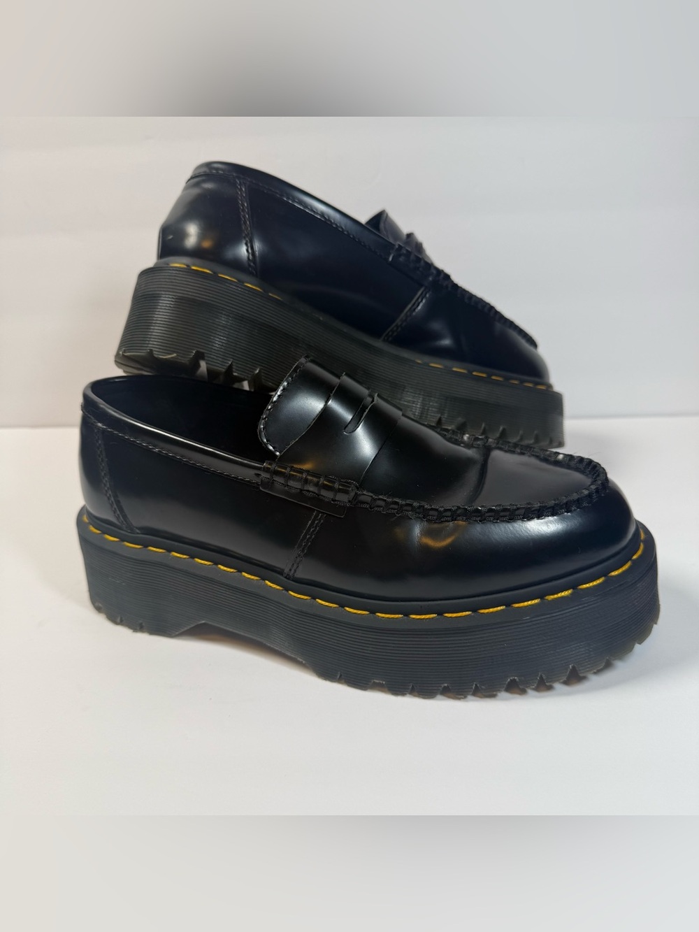 Dr Martens Penton Buttero Quad Platform Penny Loafer Black Leather US M8 W9 EU41 - Picture 14 of 16